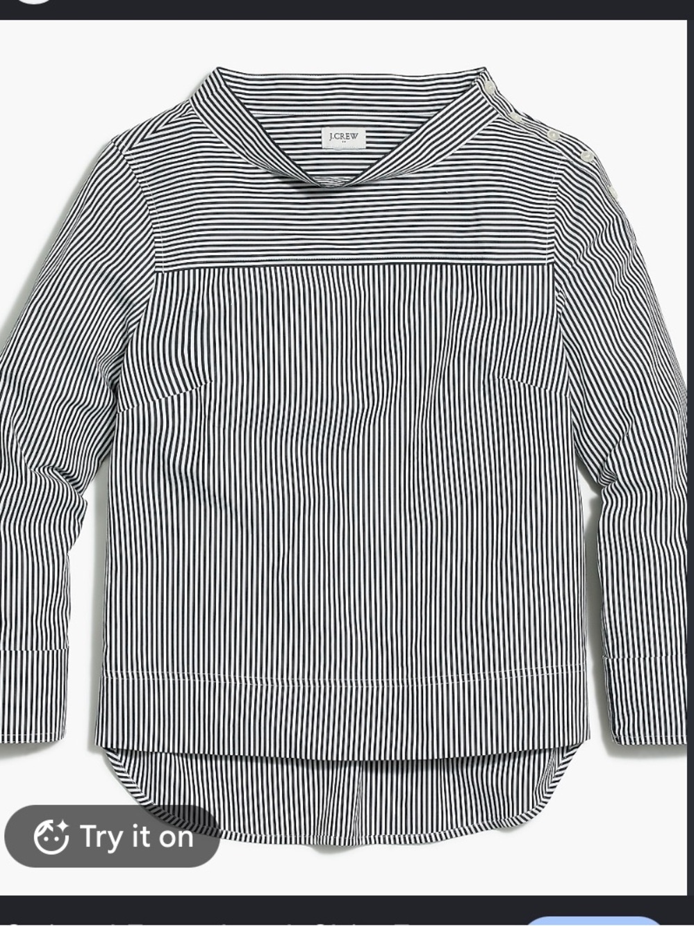 J.Crew Size 0 Petite Business Long Sleeve Striped Blue White Nautical Navy